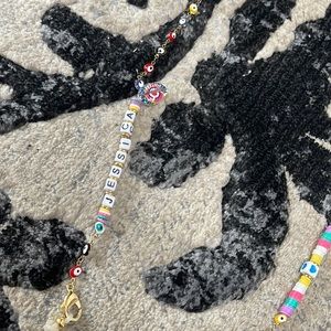 Custom made Jessica name evil eye rainbow shell mask and sunglasses holder